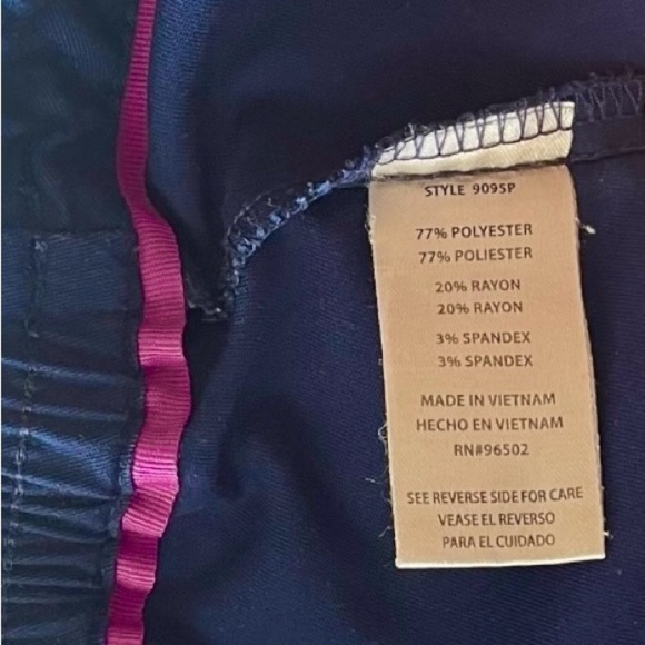 Purple Label medical pants rich blue elastic waist split ends pockets Women M - Picture 13 of 14